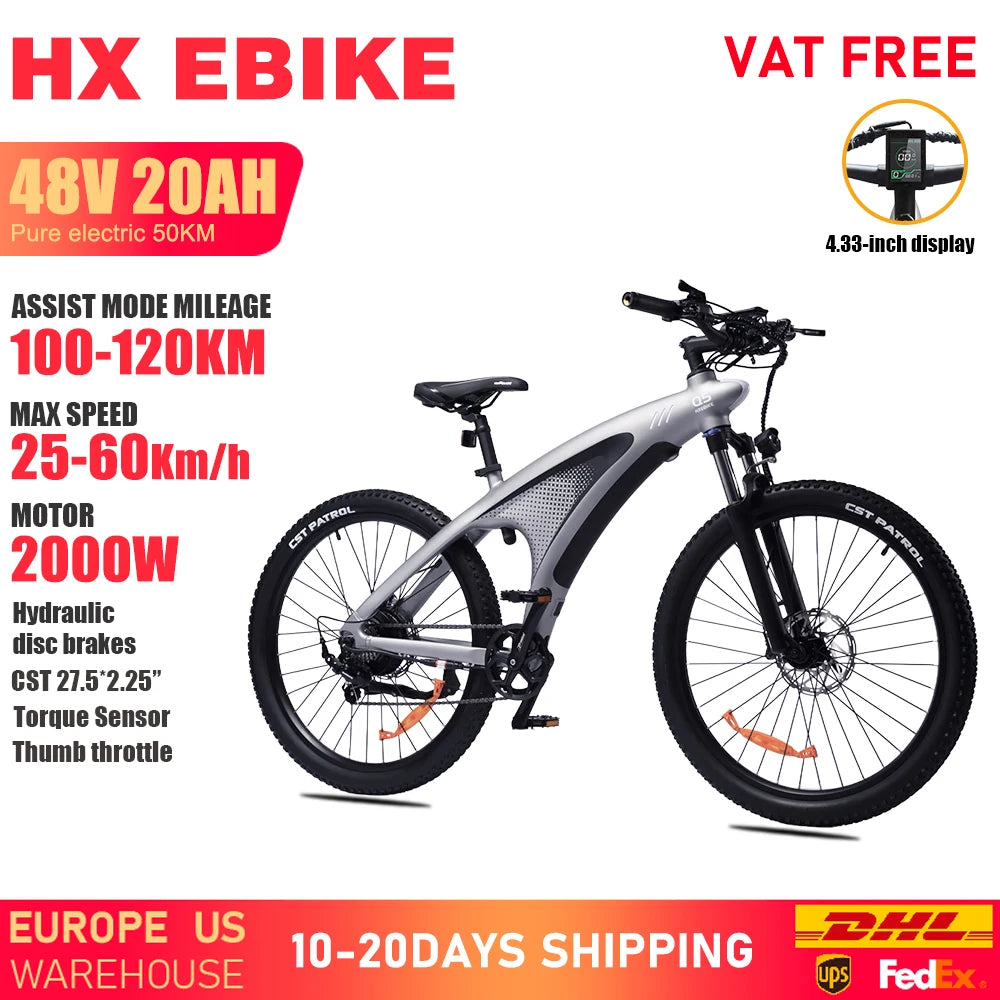 Q5 E Bike 2000W Adults Electric Bike 2000W 48V 20AH 27.5 Inch Electric Bicycle City E Bikes Mountain E Bikes