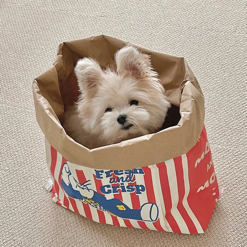 Creative Cute Hidden Food Pet Cat and Dog Kraft Paper Popcorn Paper Bag Puzzle Decompression Sound Chew Dog Toy
