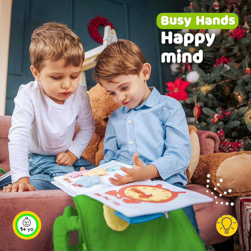 Plane Toys for Toddlers 1-3, Long Flight Must Haves, Quiet Busy Book for 1 Year Old, Travel Toys for Toddlers on Airplane, No Noise Activity Book, All Parts Attached, Gift for Girls & Boys