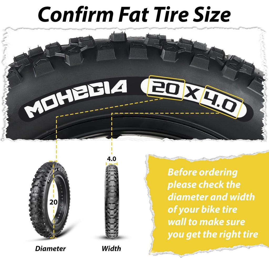 MOHEGIA Ebike Fat Tire: 20X4.0/26X4.0 Inch E-Bike Mountain Bicycle Tire Repla...