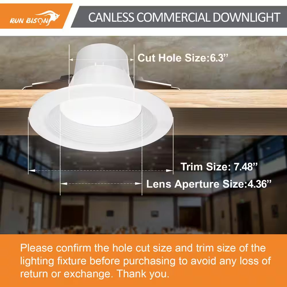 6 In. 1900Lumens 3CCT and Wattage Selectable New Construction or Remodel IC Rated Integrated LED Commercial Downlight