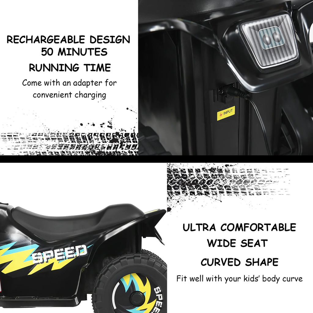 6V Kids Electric Quad ATV 4 Wheels Ride on Toy Toddlers Forward & Reverse Black