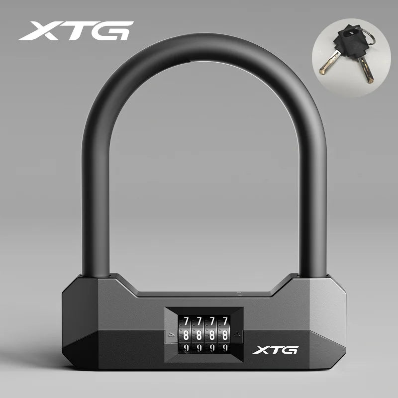 XTG 17Mm Heavy Duty U Lock Resettable Code Password Retrieval Alloy Steel anti Theft for E Bikes Motorcycles Bicycles