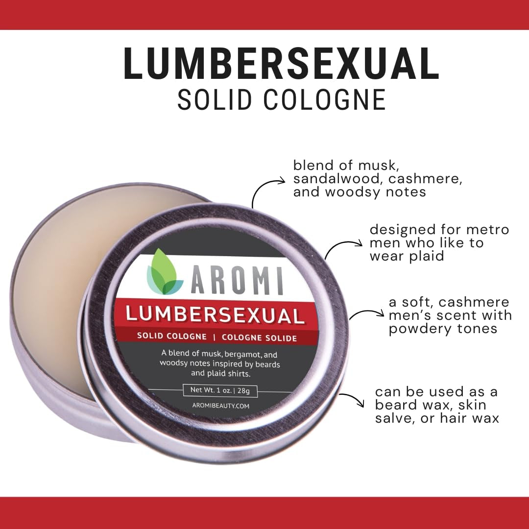 Solid Cologne for Men | Cashmere Woods, Musk Scent, Powdery Fragrance, Travel, Alcohol-Free, Concentrated, Wax-Based, Gift for Man (Lumbersexual)