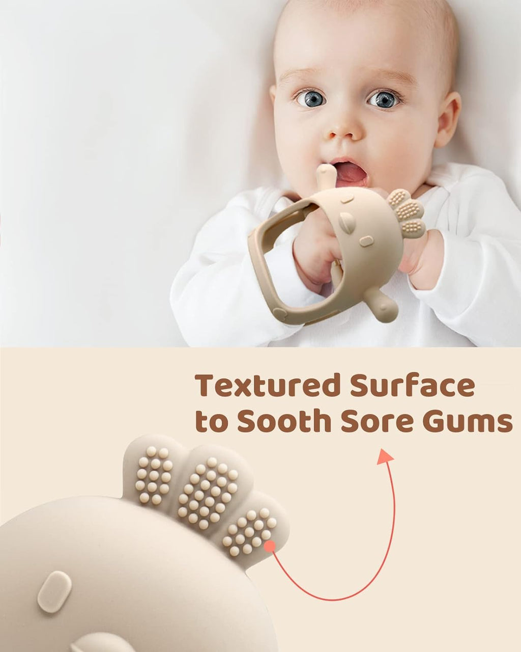 2 Pack Baby Teething Toy Silicone Teething Mitten for Babies over 3 Months anti Dropping Wrist Hand Teethers Baby Chew Toys for Sucking Needs, BPA Free