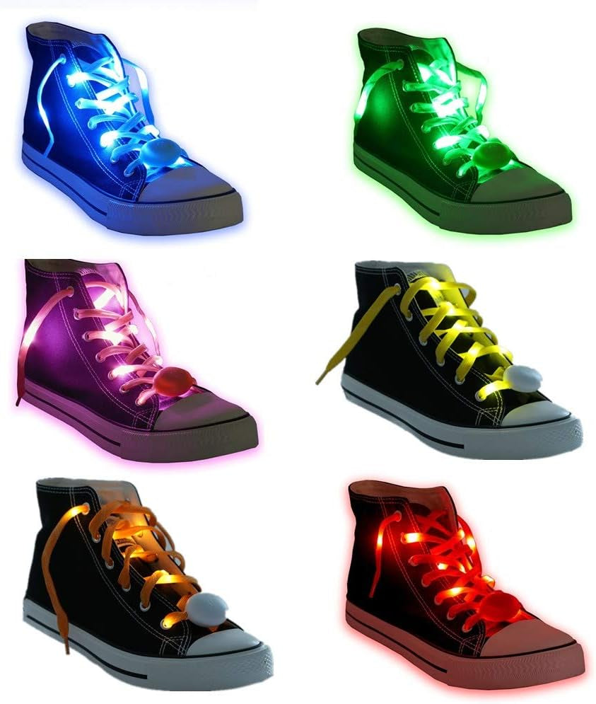 6 Pairs LED Shoelaces - High Visibility Soft Nylon Light up Shoelace with 3 Modes in 6 Colors for Night Safety Running Biking, or Cool Disco Party, Cosplay, Hip-Hop Dance