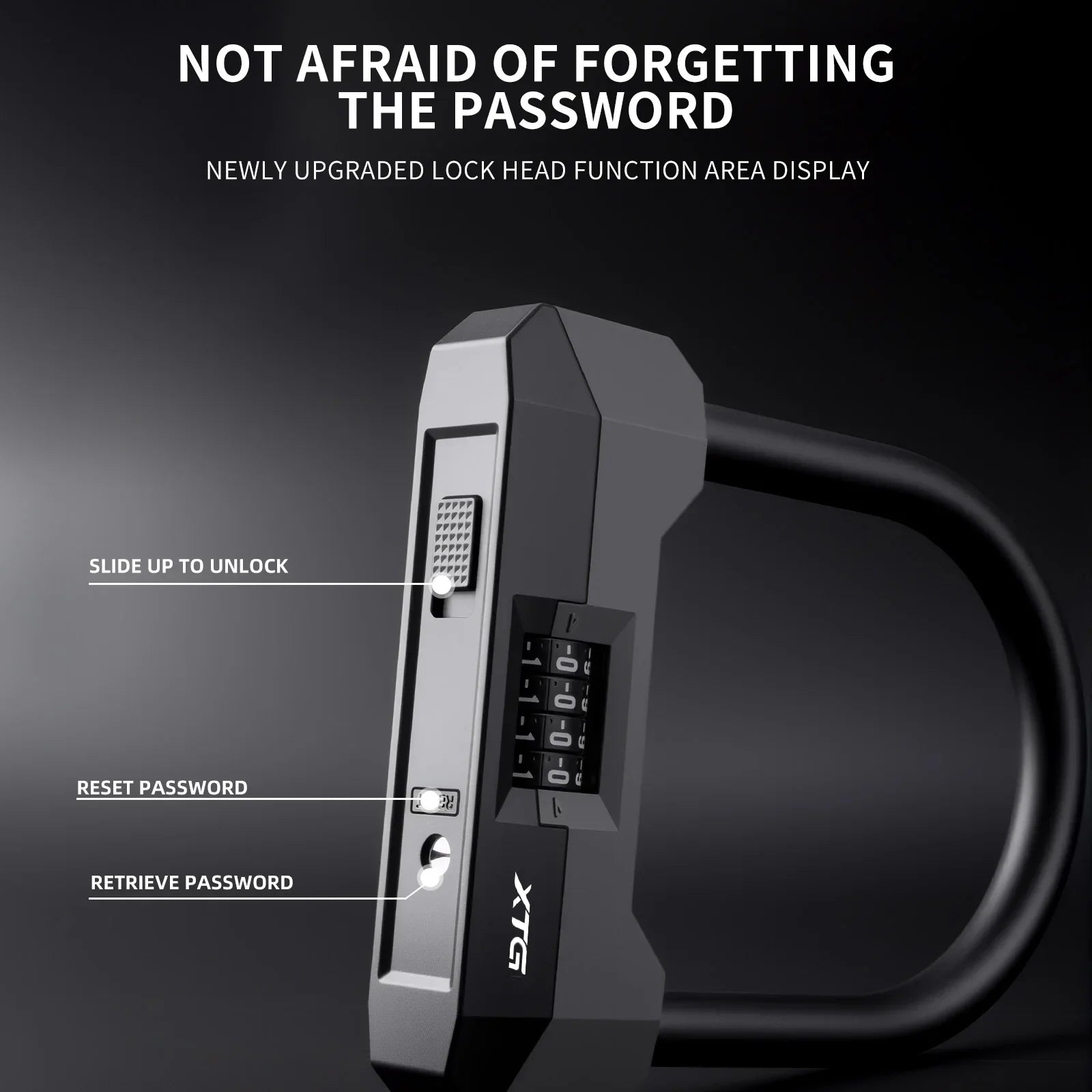 XTG 17Mm Heavy Duty U Lock Resettable Code Password Retrieval Alloy Steel anti Theft for E Bikes Motorcycles Bicycles