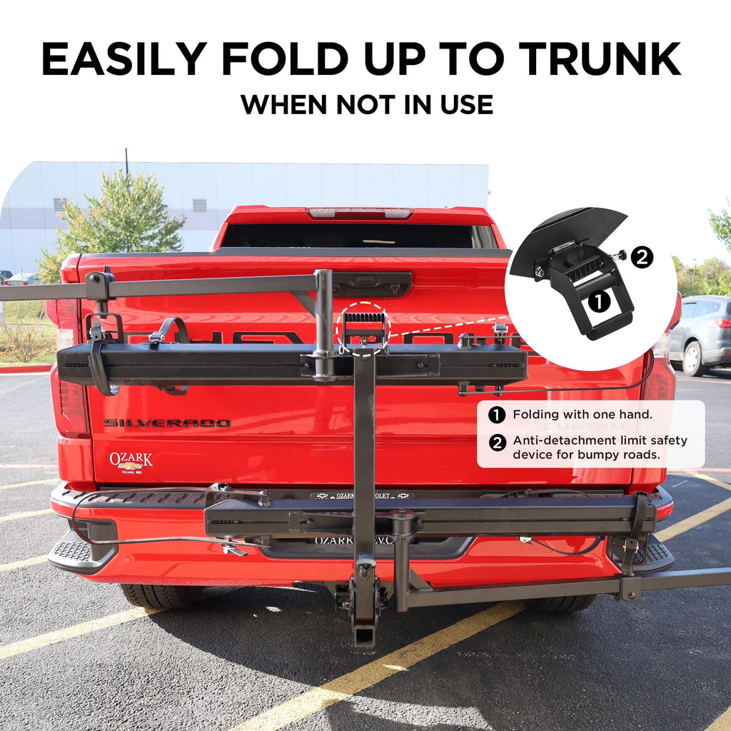 E-Bike Hitch Mount Rack, 200 Lbs Capacity, Anti-Falloff 360 Degree Swirl Structure, 2 Bike Rack