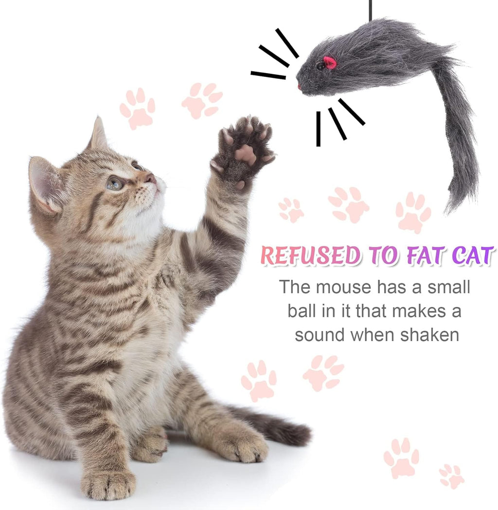 2 Packs Door Hanging Cat Toys - Interactive Mice Chasing Exercise Toys for Indoor Kitten