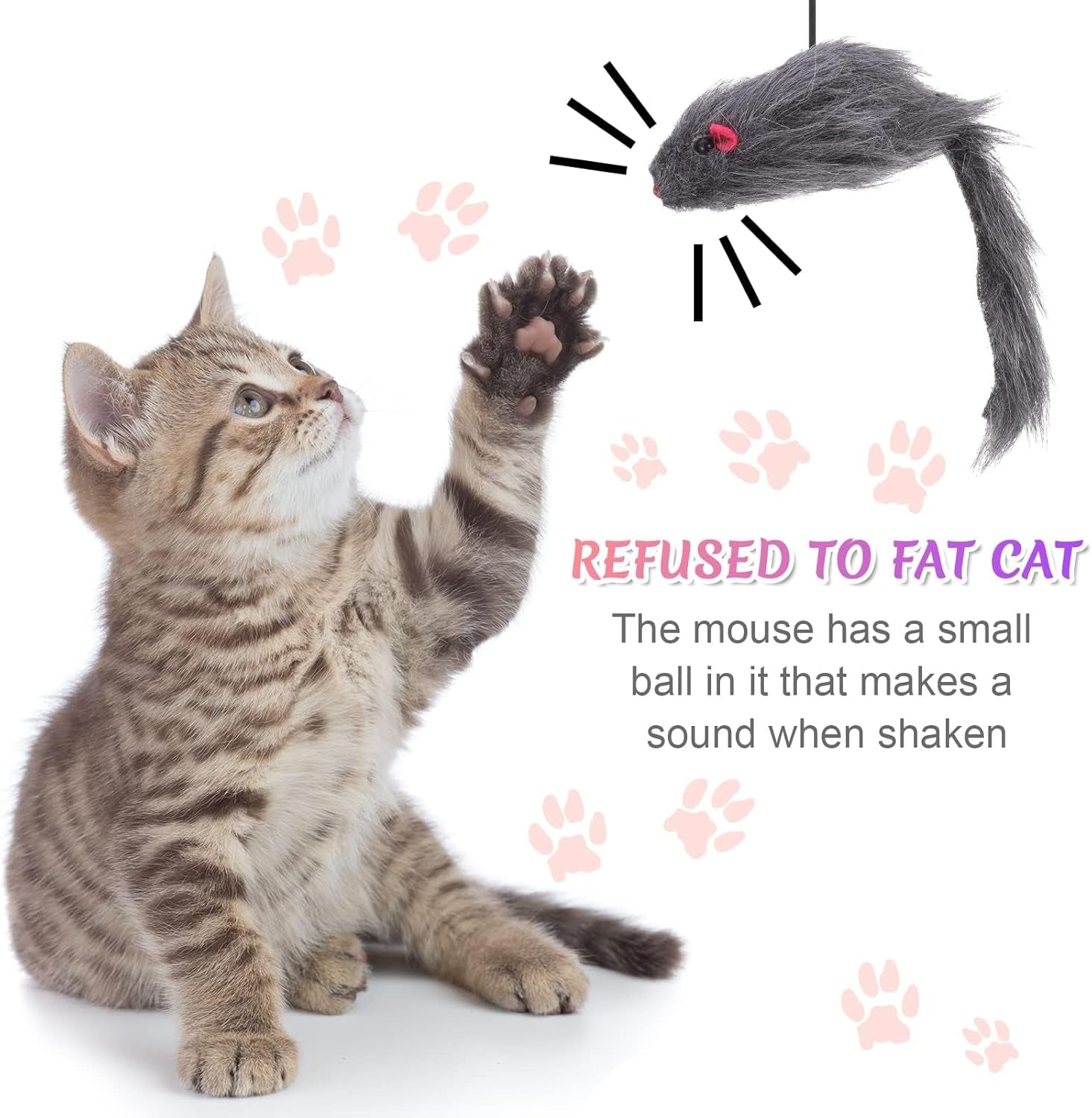 2 Packs Door Hanging Cat Toys - Interactive Mice Chasing Exercise Toys for Indoor Kitten