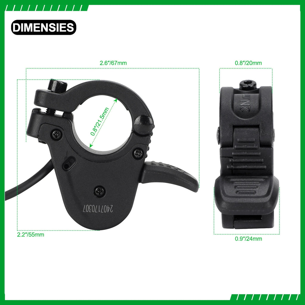 WUXING 300X Electric Bike Fast Release Thumb Throttle, Speed Accelerator for E-Bikes, E-Scooters, and Bafang Conversion Kit