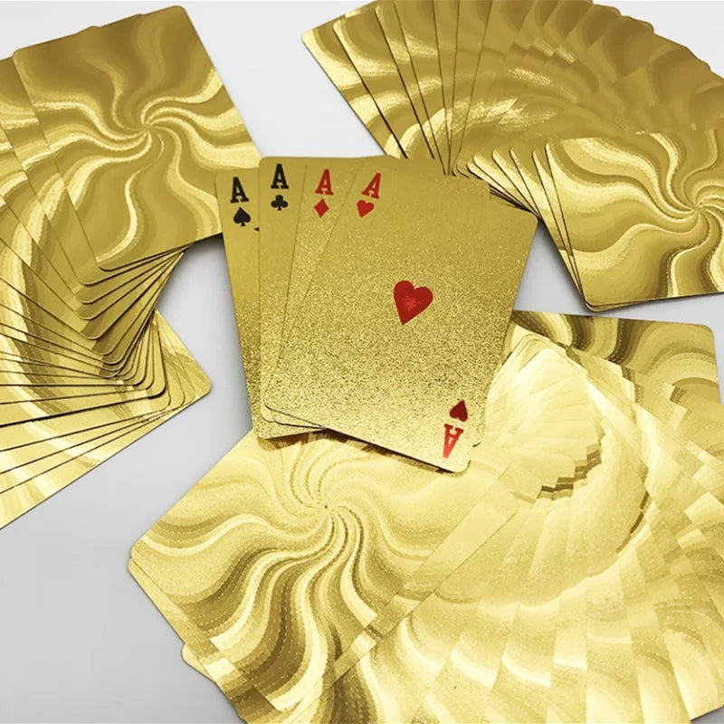 Gold Playing Cards Plastic Poker Game Deck Foil Pokers Pack Magic Cards Waterproof Card Gift Collection Board Game
