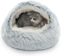 Cozy Plush Hooded Cat Bed, Indoor/Outdoor, Self-Warming Cave, Removable Washable Non-Slip Bottom
