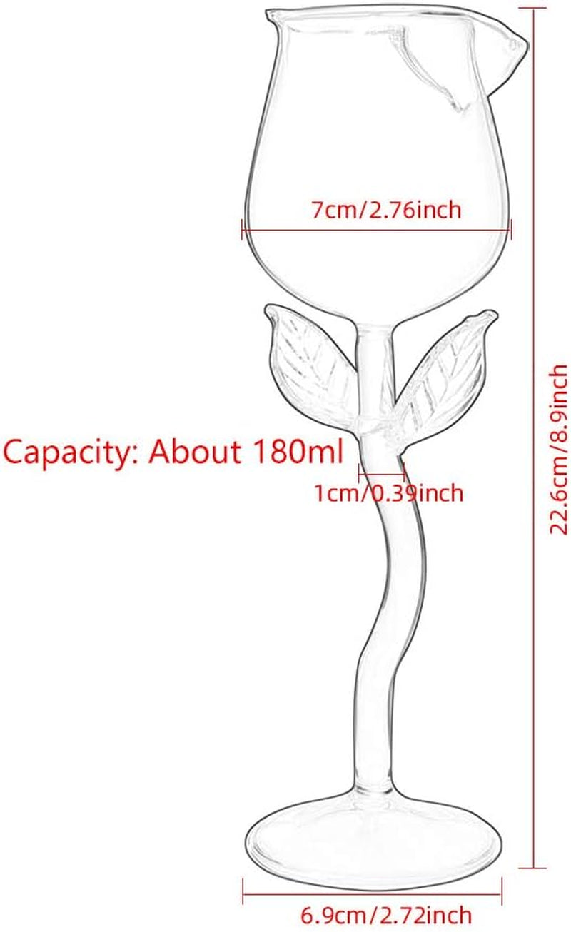 Rose Cocktail Flower Red Wine Glass, Clear Rose Goblet Glasses 180Ml,10Oz Stemmed Drinking Wine Goblet, Cocktail Juice Glass for Housewarming Birthday Gift