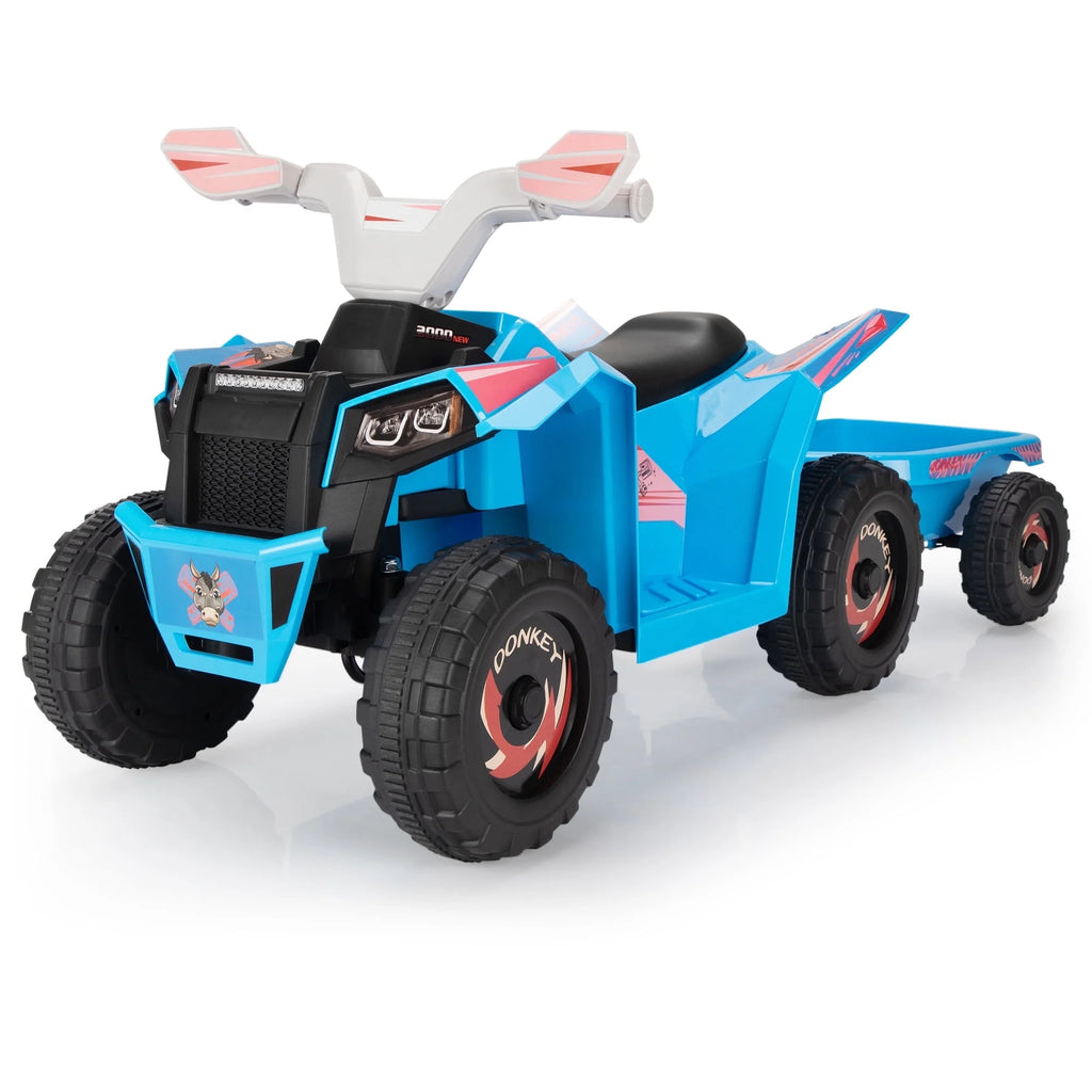 6V Ride on ATV for Toddlers, Kids 4 Wheelers for 18-36 Months, Ride-On Toy with Trailer, Music, Safety Belt