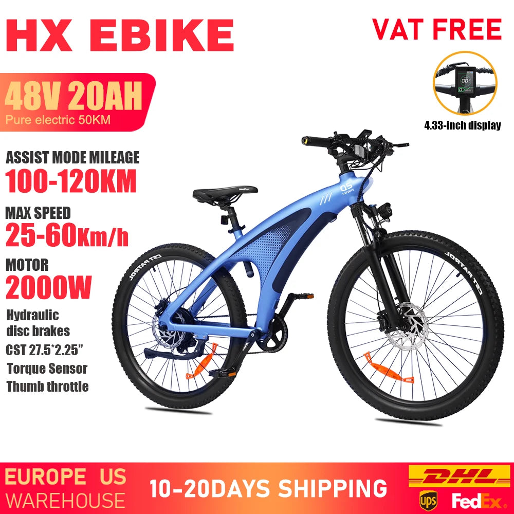 Q5 E Bike 2000W Adults Electric Bike 2000W 48V 20AH 27.5 Inch Electric Bicycle City E Bikes Mountain E Bikes