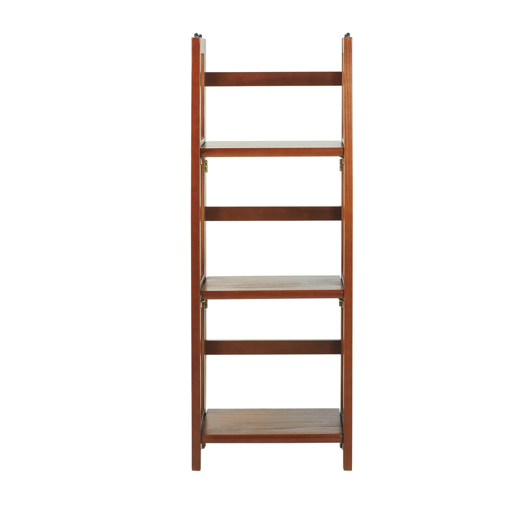 3 Shelf 14 Inch Folding Office Furniture Wood Bookcase, Mahogany