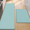anti Fatigue Cushion Padded Kitchen Mat for Floor - 17X29+17X59,Easy Clean, Waterproof & Oil Proof, anti Slip, Foam Rubber Runner Rug for Front Sink Comfort Standing, Teal Set of 2