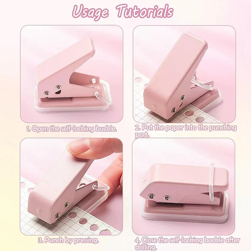 Kawaii Cute Paper Punch Portable round Hole Puncher Paper Cutter Office School Supplies Stationery Items