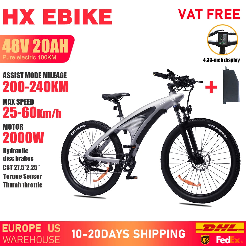 Q5 E Bike 2000W Adults Electric Bike 2000W 48V 20AH 27.5 Inch Electric Bicycle City E Bikes Mountain E Bikes