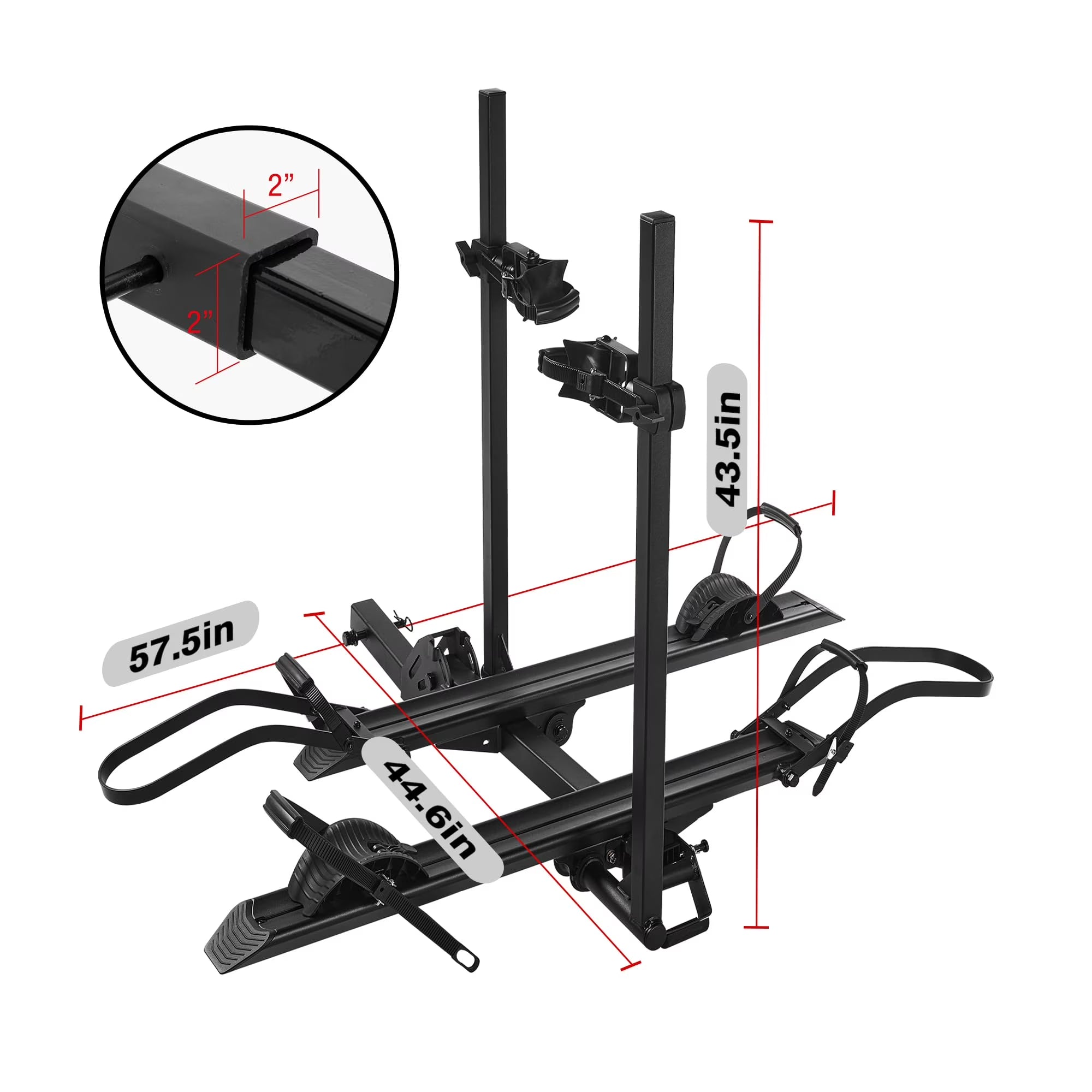 E-Bike Hitch Mount Rack, 200 Lbs Capacity, Anti-Falloff 360 Degree Swirl Structure, 2 Bike Rack