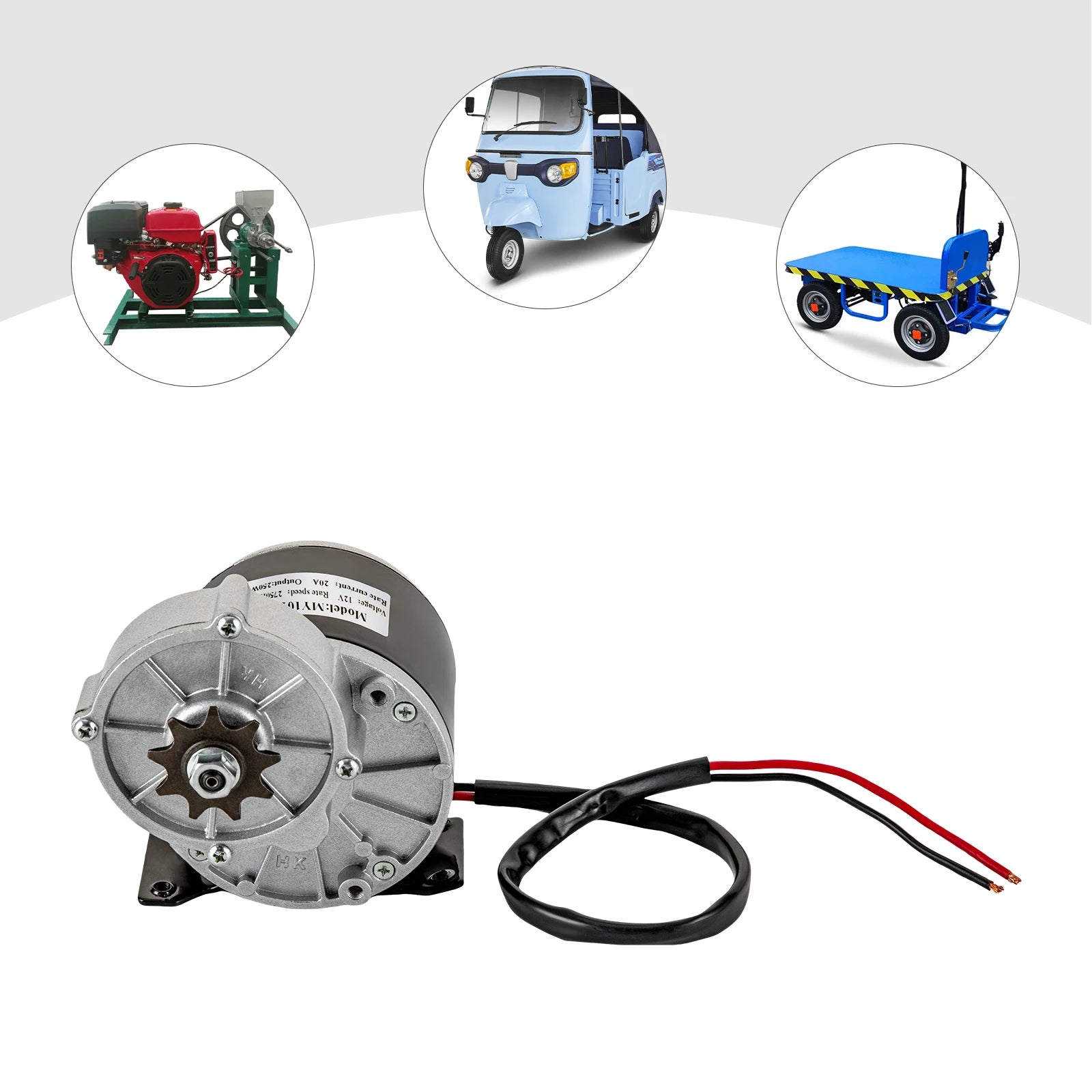 250W 12V Gear Reduction Electric Motor Brushed DC Motor Electric Bicycle Brushed Motor Reductor MY1016Z for Scooters & E-Bikes