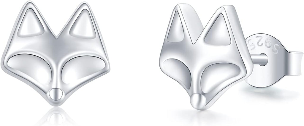 Animal Earrings, Graduation Gift Cat Panda Fox Wolf Hummingbird Frog Giraffe 925 Sterling Silver Animal Stud Earrings for Women Girls