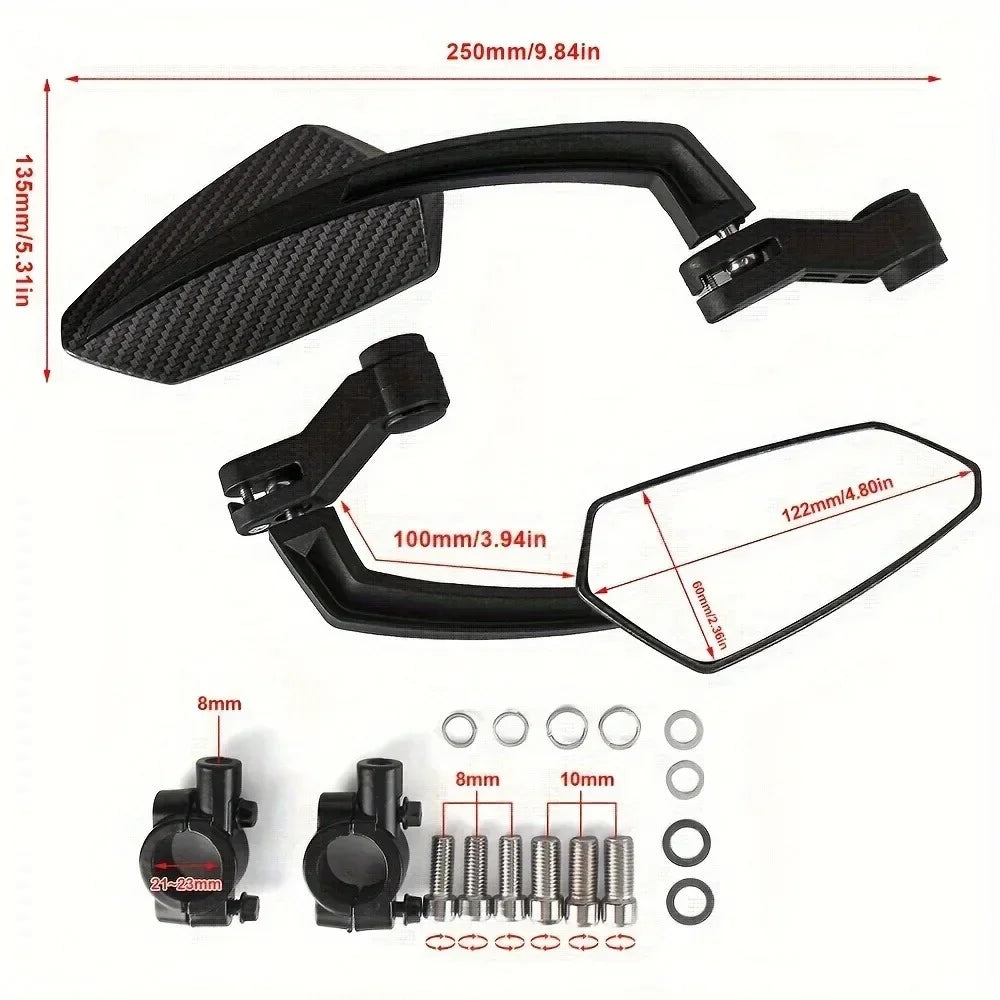 Universal Bike Handlebar Rear View Mirrors 360° Rotatable Wide Angle Safety Glass for Bicycles E-Bikes