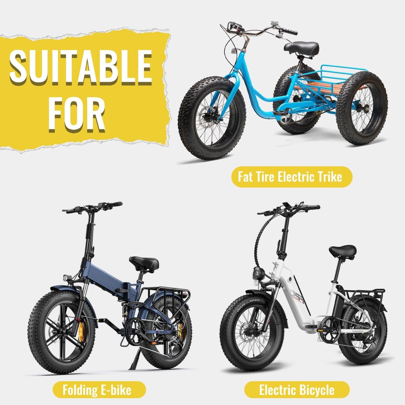 MOHEGIA Ebike Fat Tire: 20X4.0/26X4.0 Inch E-Bike Mountain Bicycle Tire Repla...
