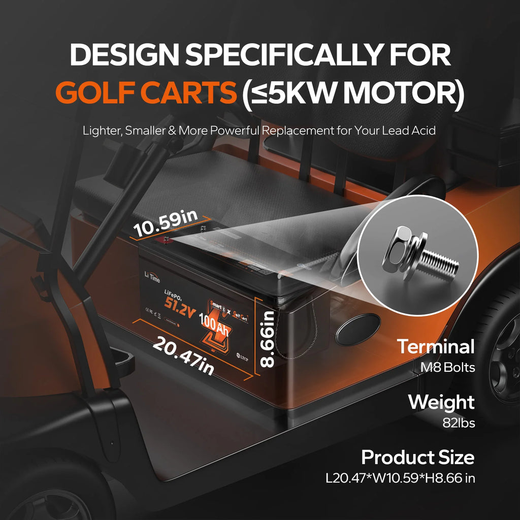 48V 100Ah Bluetooth Lithium Battery | for Golf Carts and Lawn Mowers