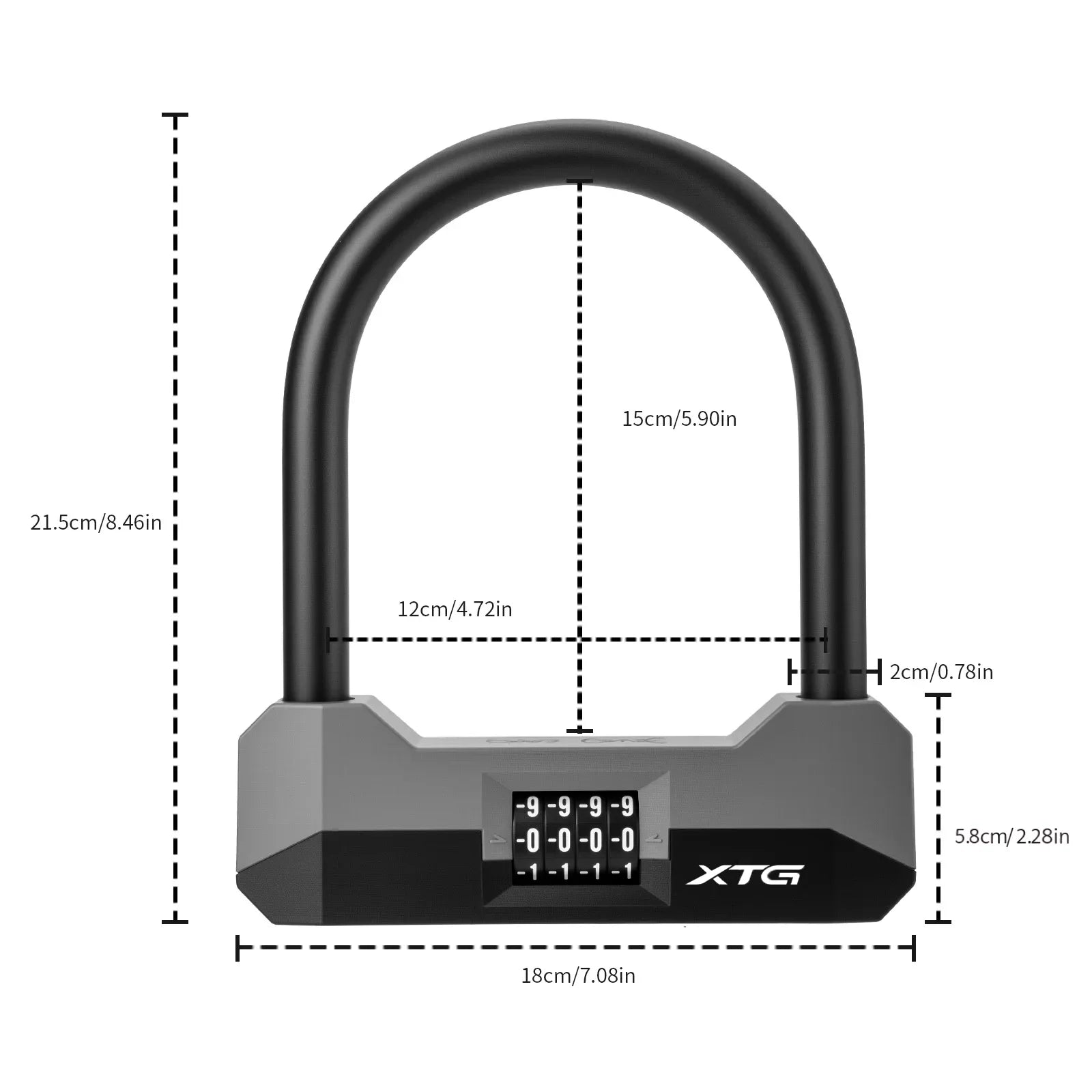 XTG 17Mm Heavy Duty U Lock Resettable Code Password Retrieval Alloy Steel anti Theft for E Bikes Motorcycles Bicycles