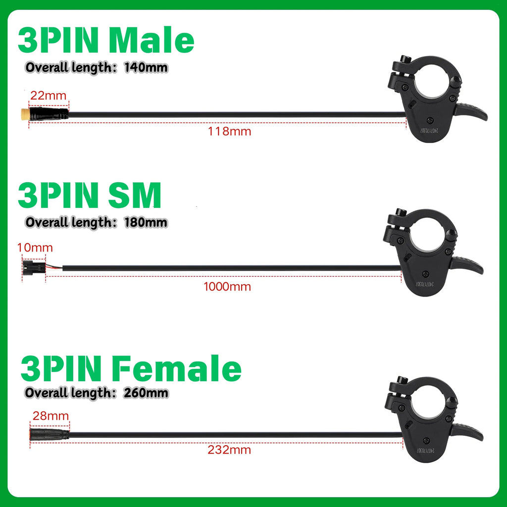 WUXING 300X Electric Bike Fast Release Thumb Throttle, Speed Accelerator for E-Bikes, E-Scooters, and Bafang Conversion Kit