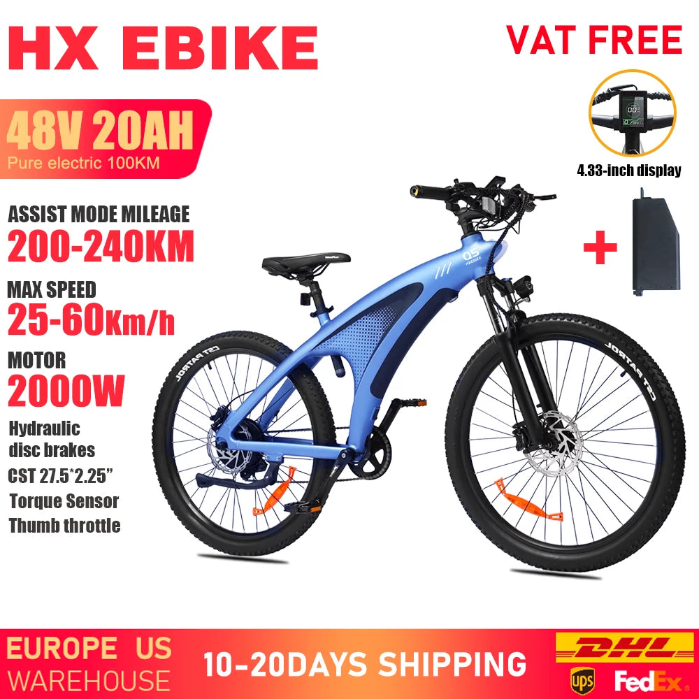 Q5 E Bike 2000W Adults Electric Bike 2000W 48V 20AH 27.5 Inch Electric Bicycle City E Bikes Mountain E Bikes