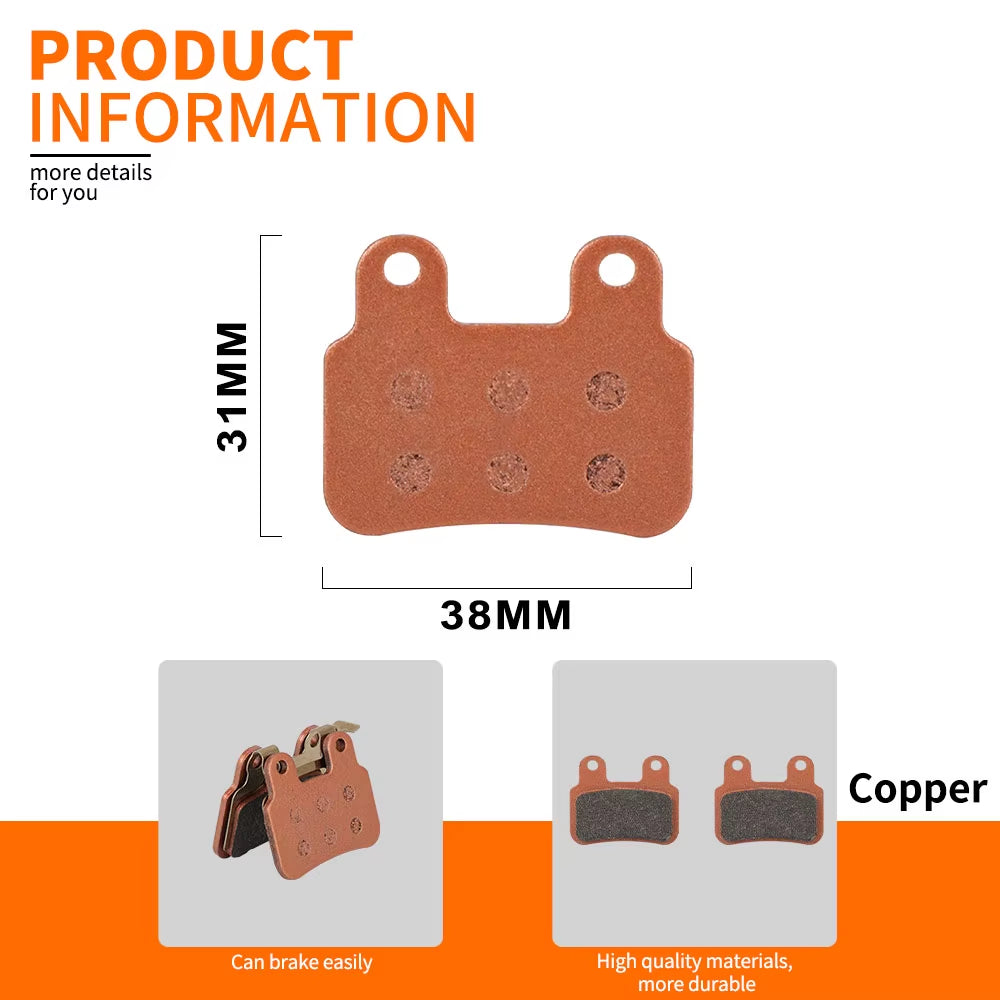 Motorcycle All-Copper-Based Metal Sintered Front Rear Brake Pads for Ridstar Q20 Electric Bike E-Bikes Motorcycles Accessories