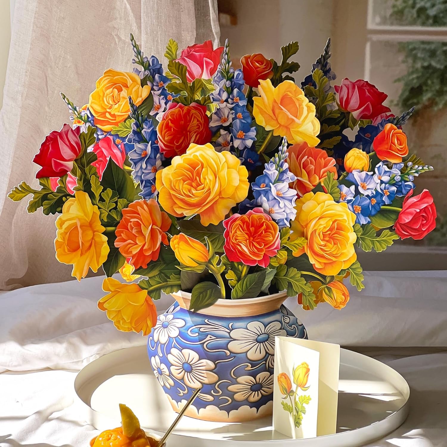 Pop up Cards, Grande Sorbet Roses, 18 Inch Life Sized Forever Flower Bouquet 3D Popup Greeting Card, Birthday Cards, Thank You Card, Blank Notecard & Envelope