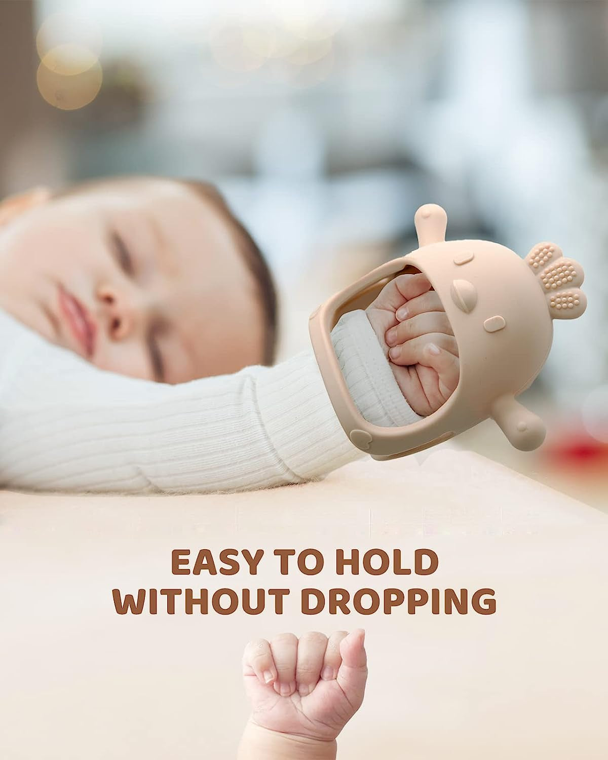 2 Pack Baby Teething Toy Silicone Teething Mitten for Babies over 3 Months anti Dropping Wrist Hand Teethers Baby Chew Toys for Sucking Needs, BPA Free