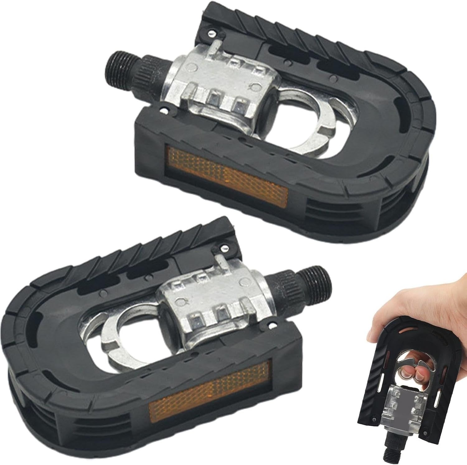 Folding Aluminum Bike Pedals with Reflective Strips for MTB & E-Bikes
