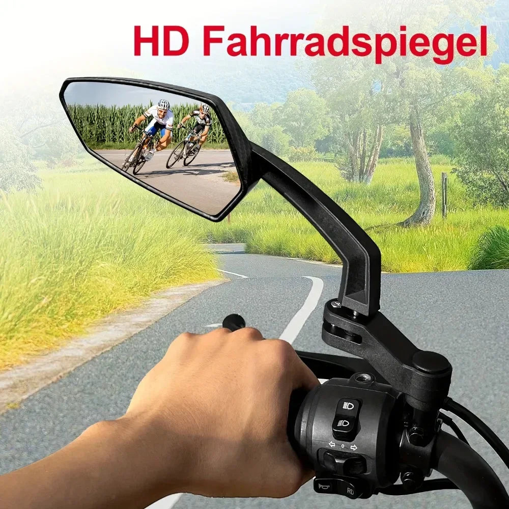 Universal Bike Handlebar Rear View Mirrors 360° Rotatable Wide Angle Safety Glass for Bicycles E-Bikes