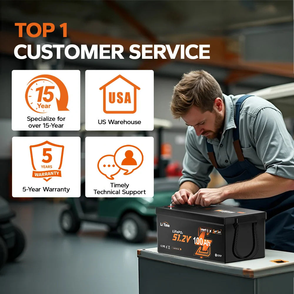 48V 100Ah Bluetooth Lithium Battery | for Golf Carts and Lawn Mowers