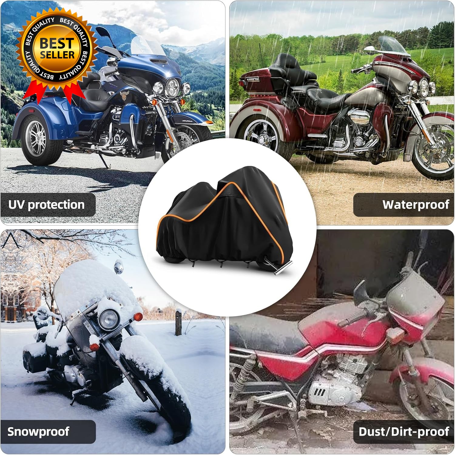 420D Motorcycle Cover for Trike Models Freewheeler Tri Glide Ultra and CVO Versi