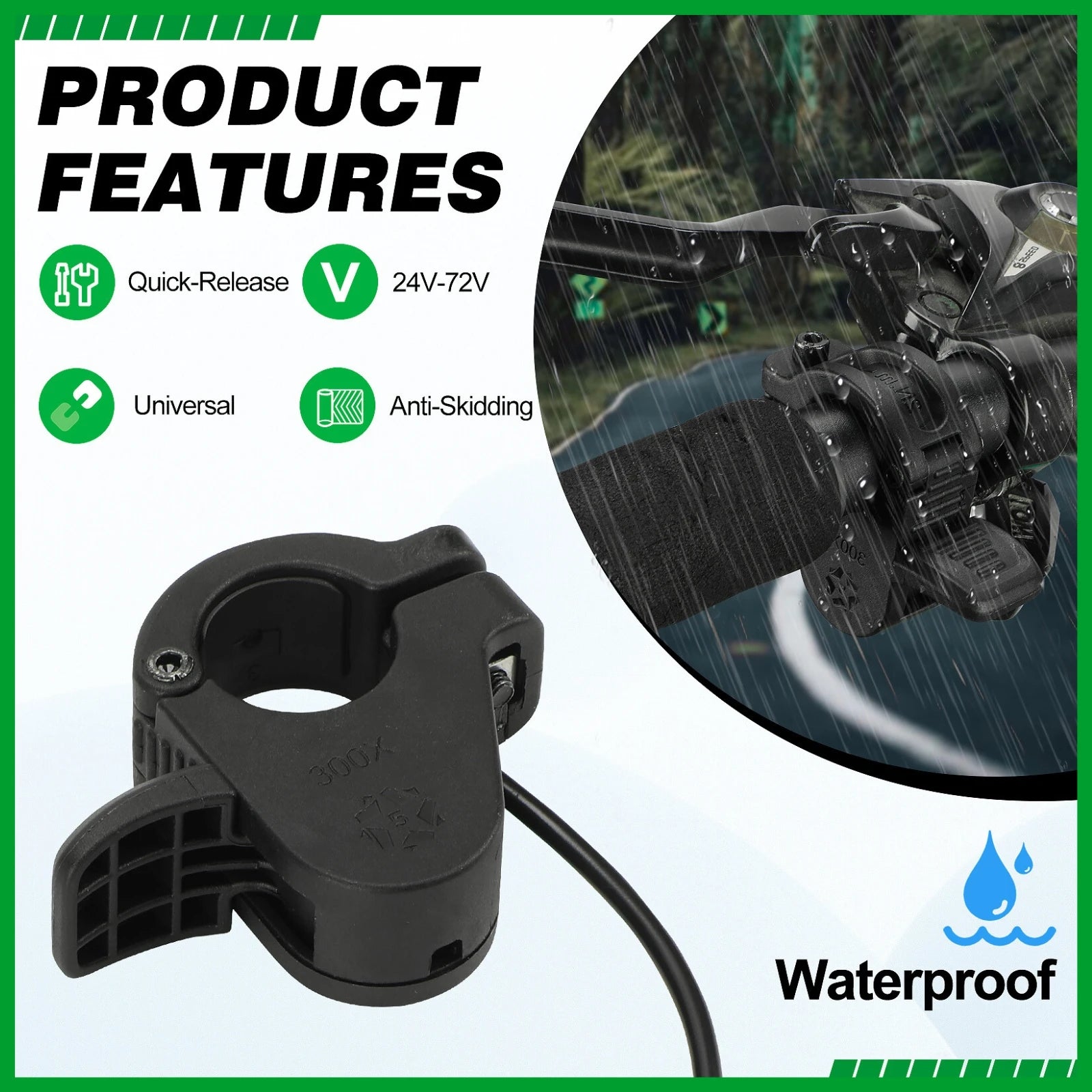 WUXING 300X Electric Bike Fast Release Thumb Throttle, Speed Accelerator for E-Bikes, E-Scooters, and Bafang Conversion Kit