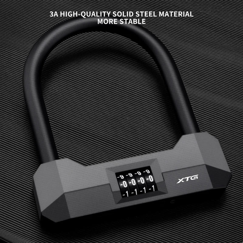 XTG 17Mm Heavy Duty U Lock Resettable Code Password Retrieval Alloy Steel anti Theft for E Bikes Motorcycles Bicycles