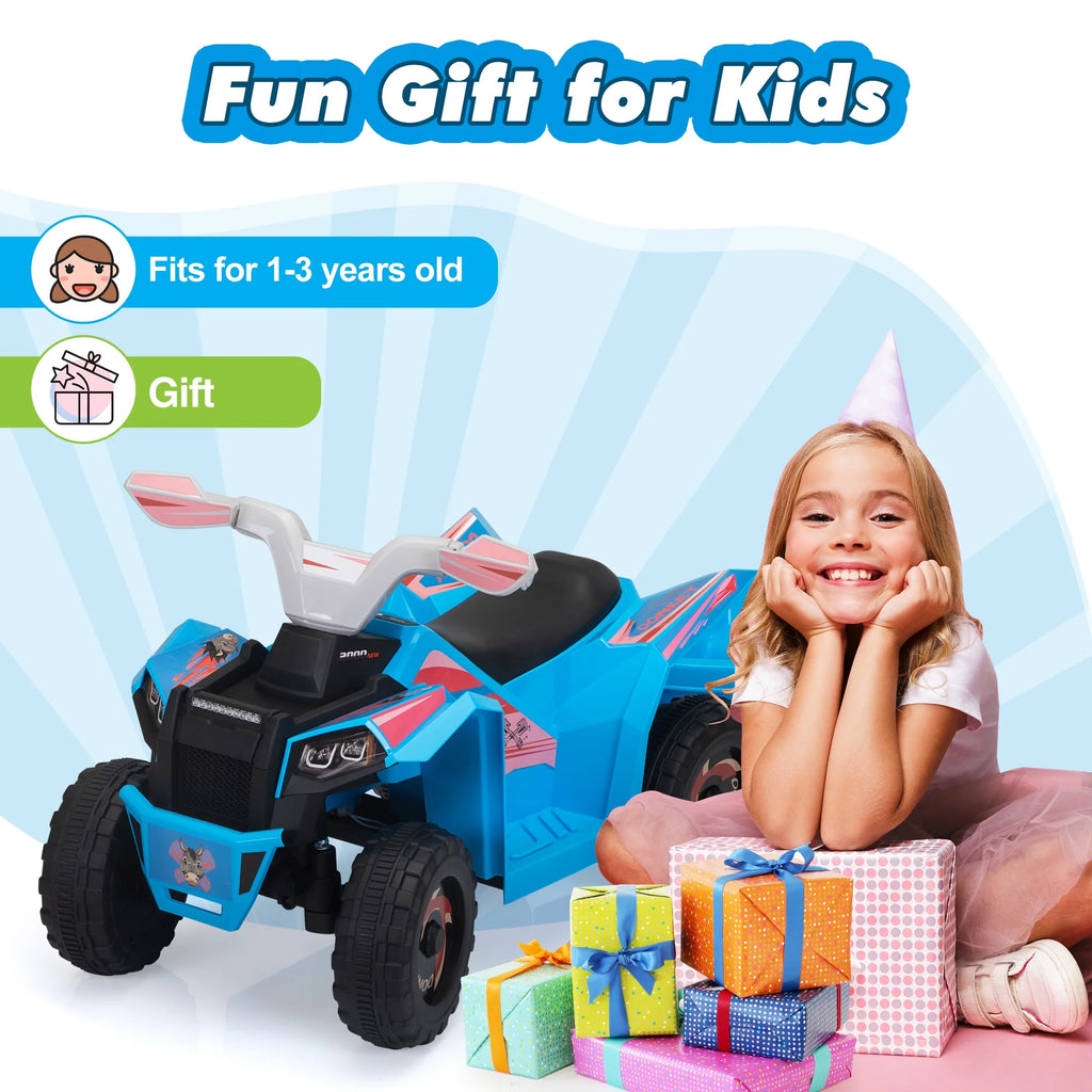 6V Ride on ATV for Toddlers, Kids 4 Wheelers for 18-36 Months, Ride-On Toy with Trailer, Music, Safety Belt