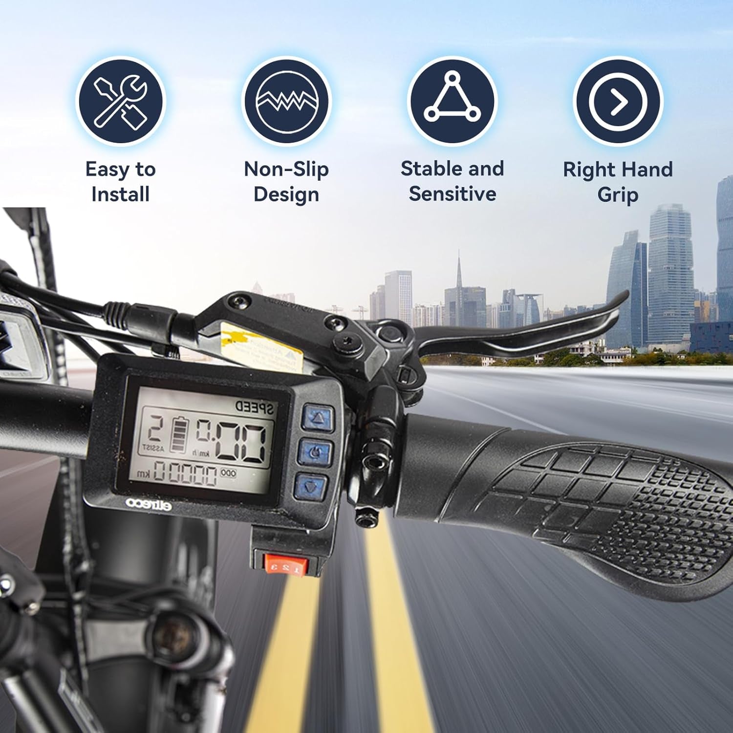 Ft76X Half Twist Throttle Waterproof Grip Electric Bicycle Handle Conversion MTB