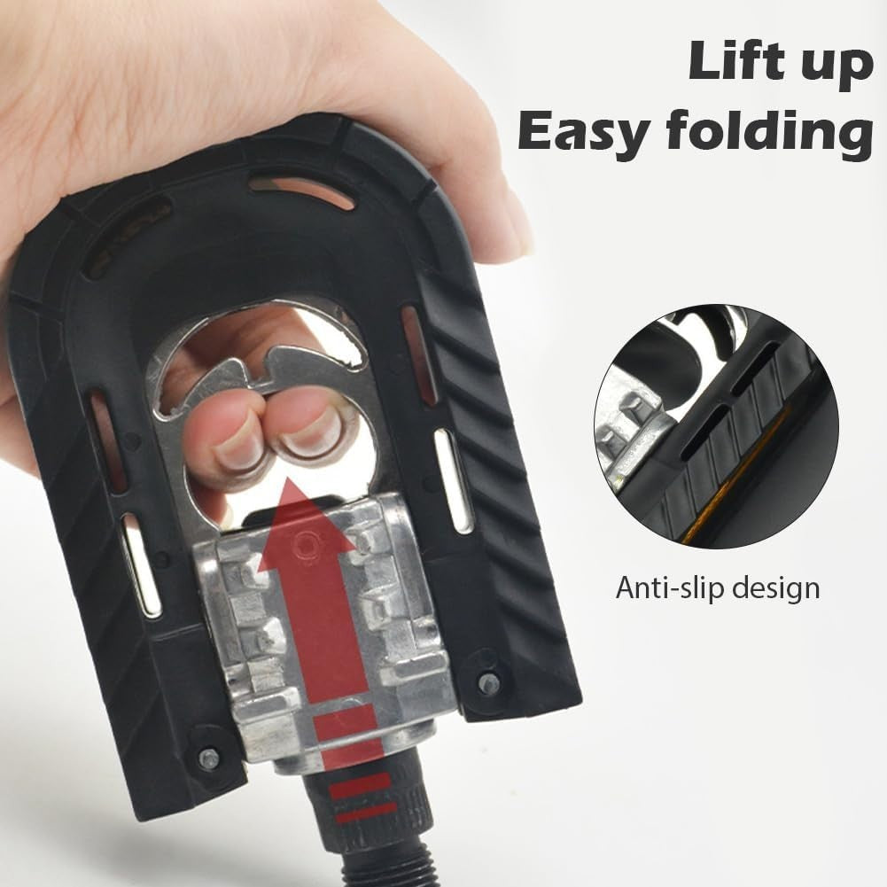 Folding Aluminum Bike Pedals with Reflective Strips for MTB & E-Bikes