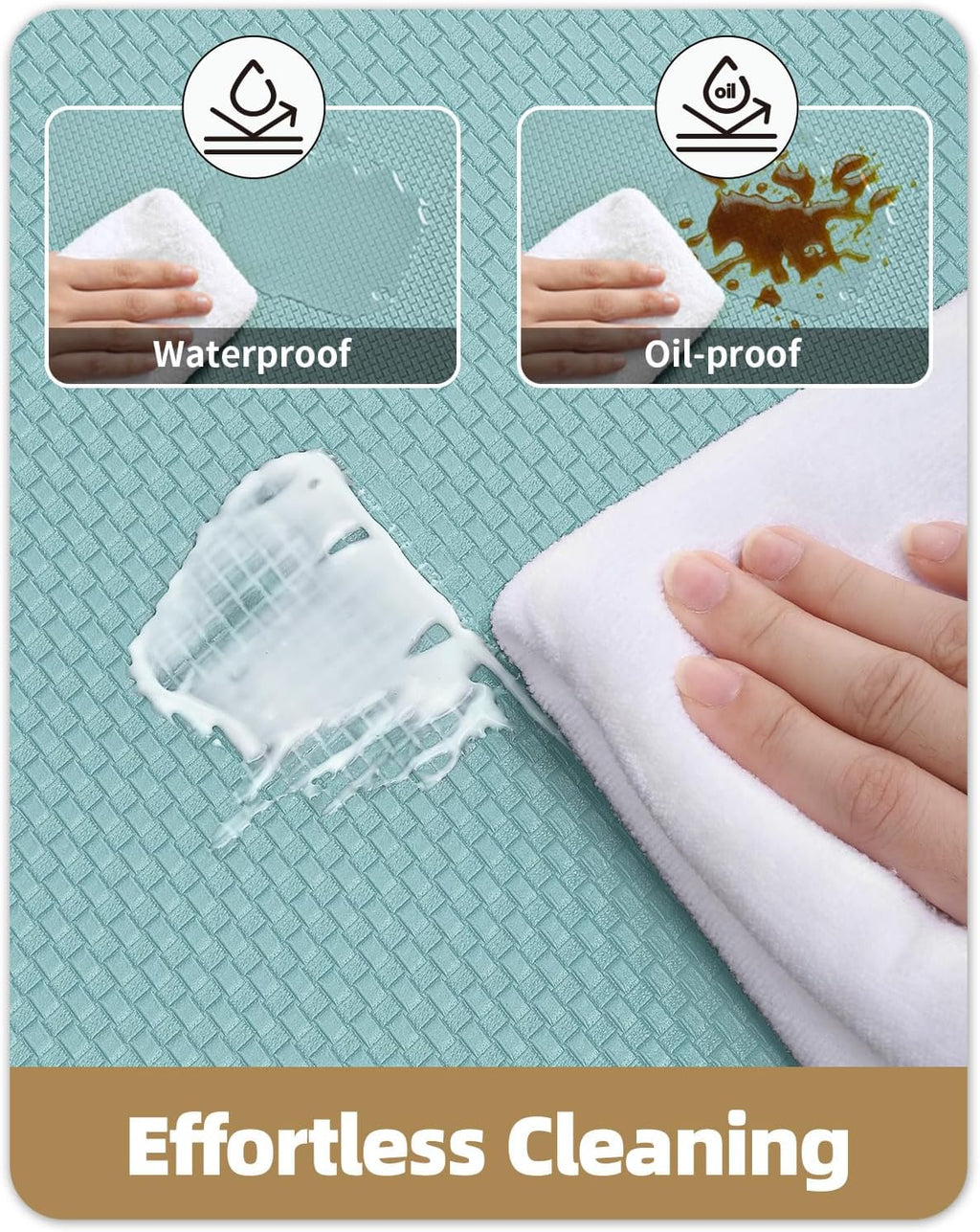 anti Fatigue Cushion Padded Kitchen Mat for Floor - 17X29+17X59,Easy Clean, Waterproof & Oil Proof, anti Slip, Foam Rubber Runner Rug for Front Sink Comfort Standing, Teal Set of 2