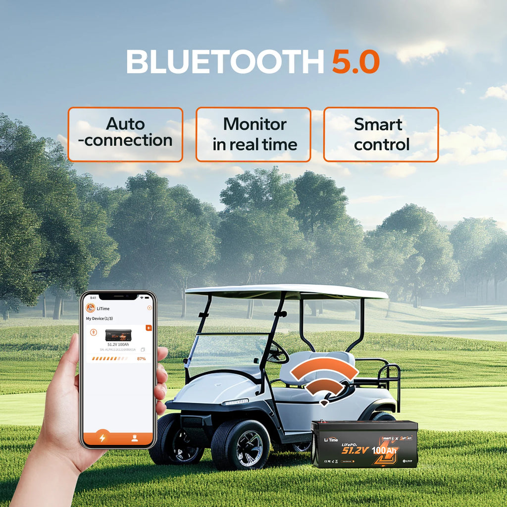 48V 100Ah Bluetooth Lithium Battery | for Golf Carts and Lawn Mowers