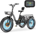 Electric Trike for Adults,15.5Mph 500W 48V 14.5Ah Lithium Battery , 7-Speed Aluminum Ebike 3 Wheels Bike with Front&Rear Baskets，20X4In Fat Tire E-Trike