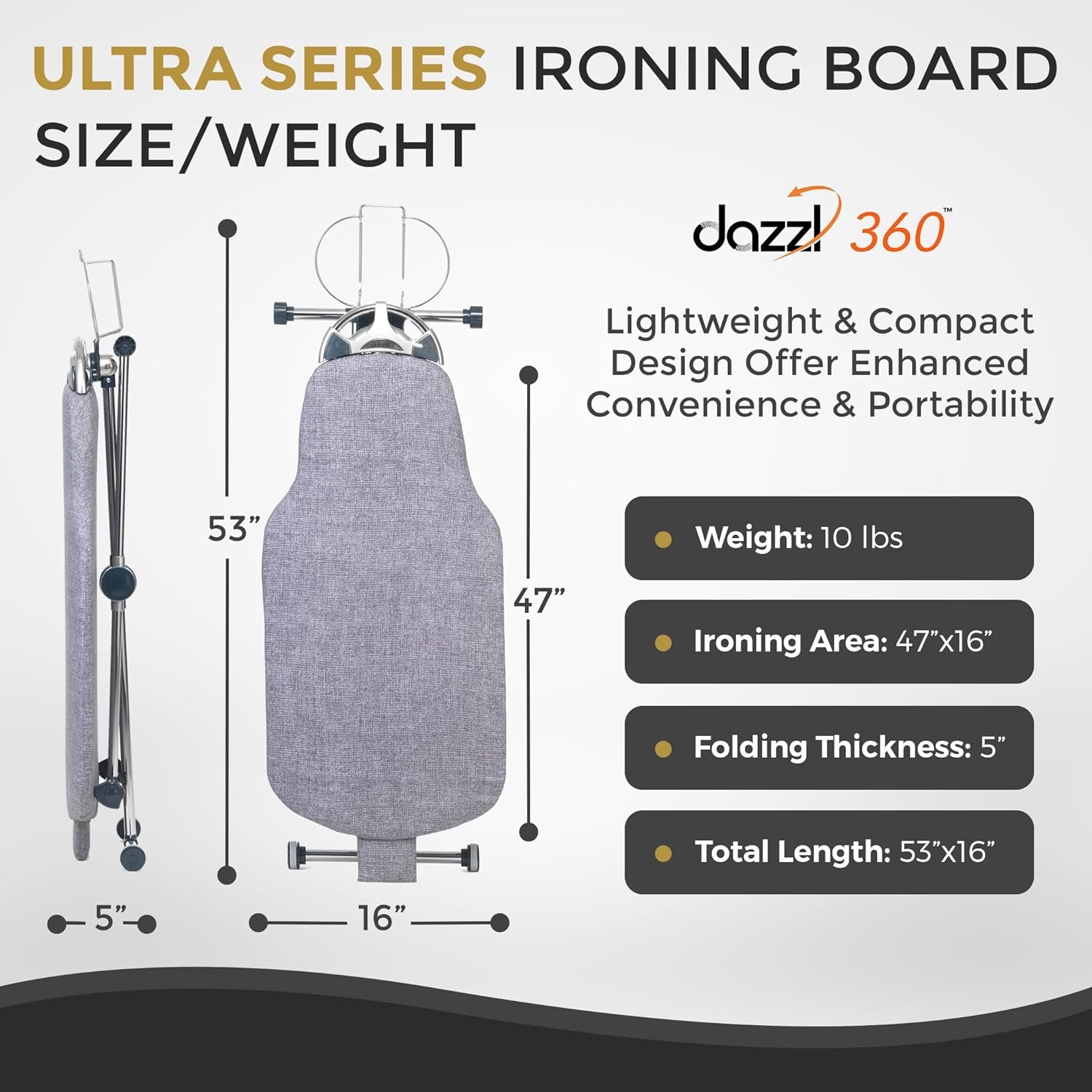 ° Dual-Sided Iron Board - Torso-Shaped Ironing Board Full Size with 8-Level Adjustable Height, Rotatable & Detachable Iron Holder, Garment Clips - HDPE Heat-Resistant Surface