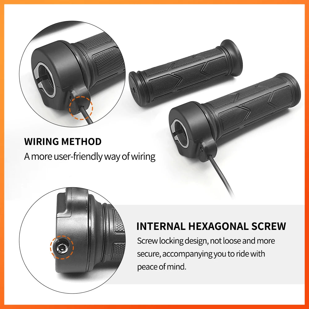 WUXING 192X Full Twist Throttle Electric Bicycle Right Handle Throttle Waterproof/Sm Connector for E Bikes or Electric Scooter